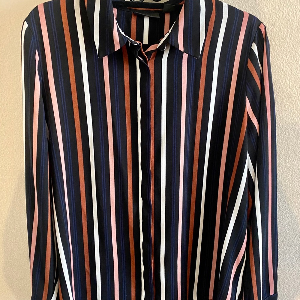 Front Button Long Sleeve Blouse
